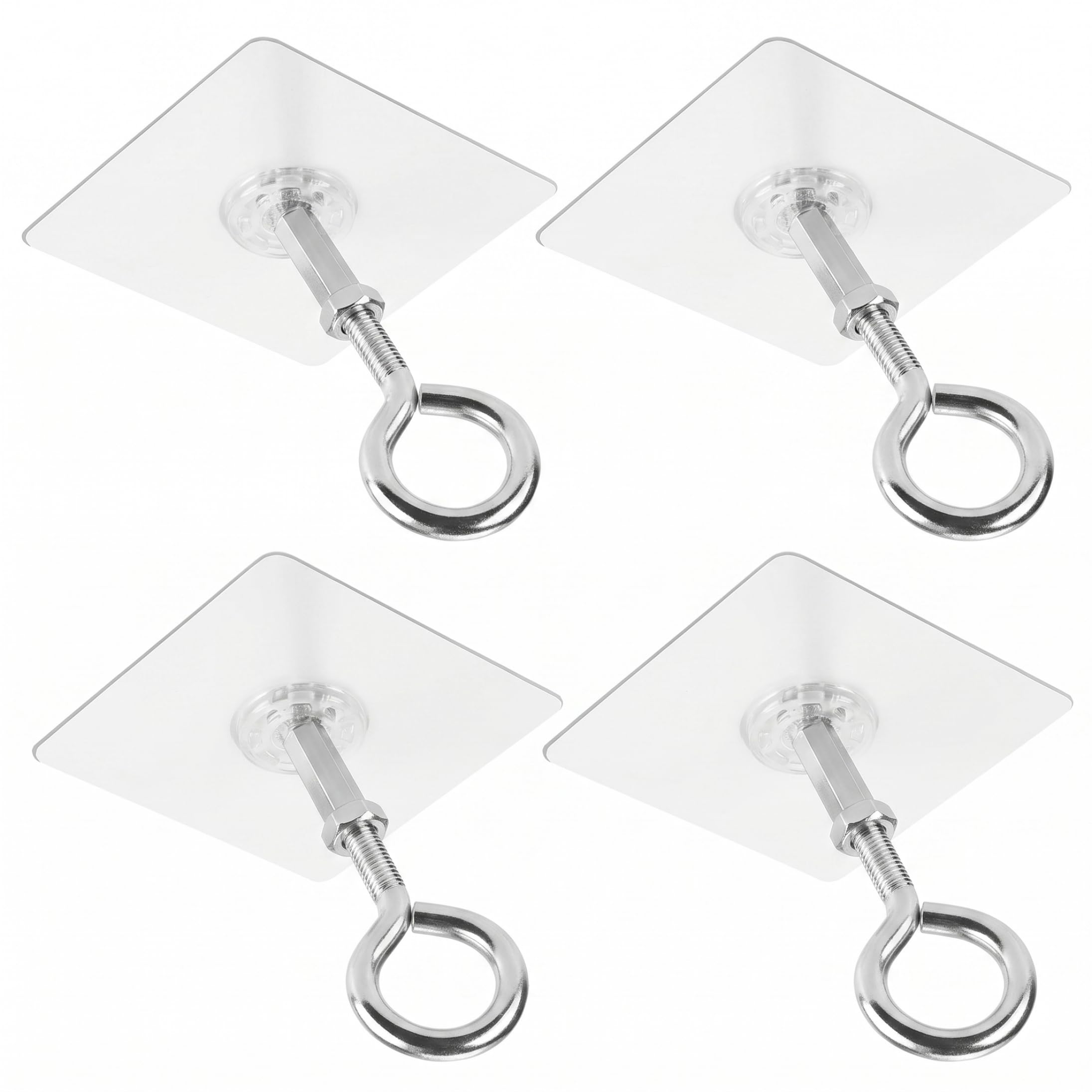 Xoeryoy Adhesive Ceiling Hooks, 4 Pack Heavy Duty Adhesive Ceiling Hooks, Rust-Resistant for Hanging Plants, No-Drill Mounting for Smooth Surfaces