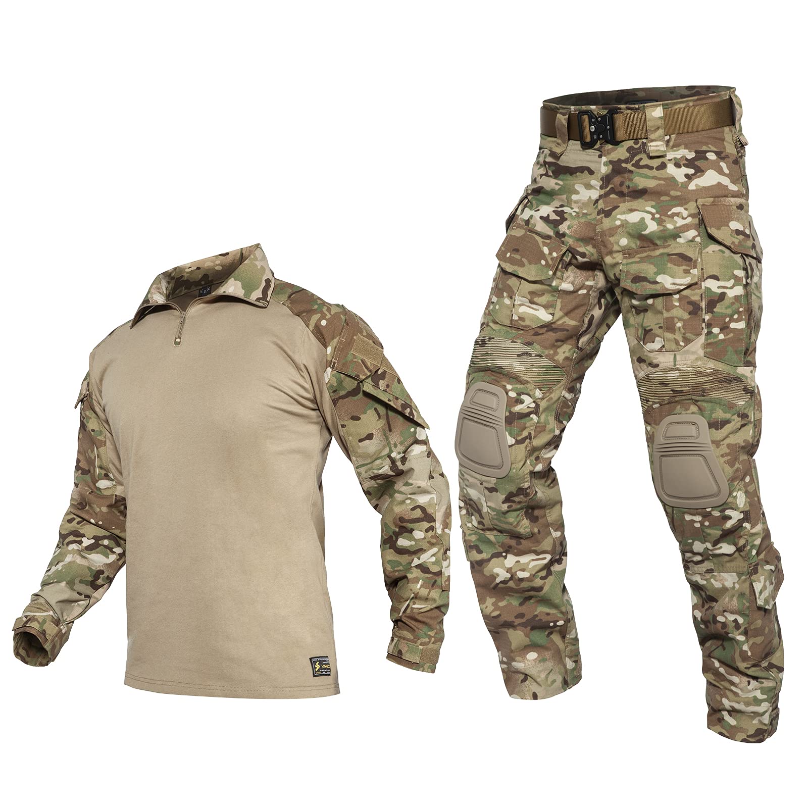 PAVEHAWKE G3 Combat Clothing Suit Camouflage with Knee Pads for Men
