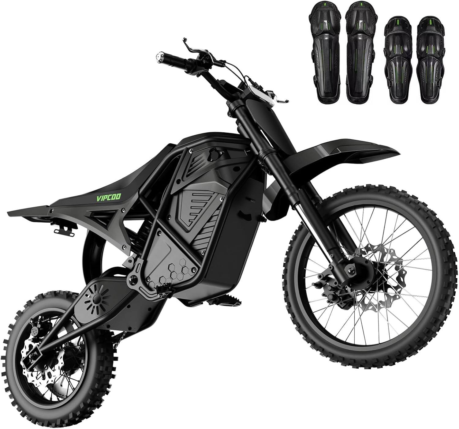 VIPCOO H3 Electric Dirt Bike for Teens and Adults, 3500W Electric Motorcycle, Up to 40MPH / 45° Slope / 45 Miles Range, 14"/12" Fat Tire E Dirt Bike with Nitrogen Suspension Fit Age 13+
