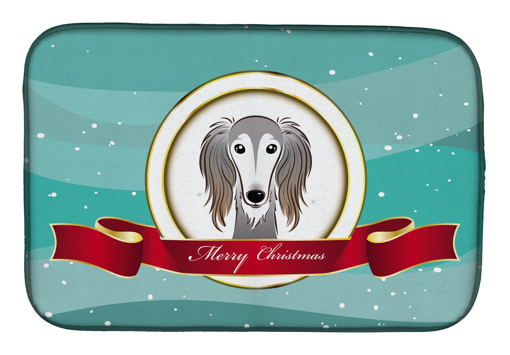 Saluki Merry Christmas tapis de séchage égouttoir pour vaisselle de fête