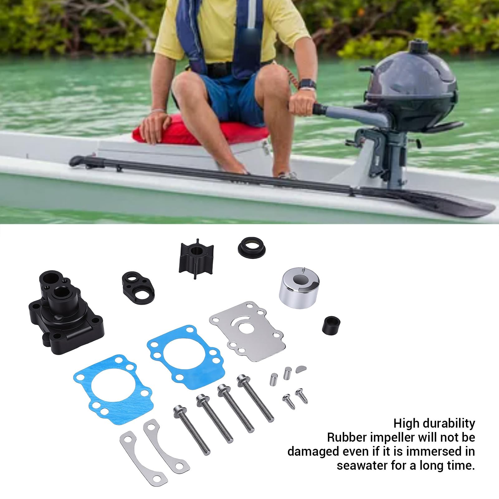 CHICIRIS Kit di Riparazione della Girante della Pompa Dell'acqua, 682 W0078 00 00 di Ricambio per Motore Fuoribordo da 9,9 a 15 CV, con Guarnizione di Lunga Durata, per Parti del Motore
