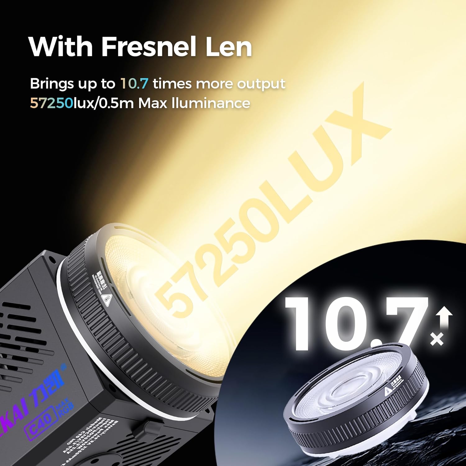 Leekai C40 40W RGB Video Light, Handheld Spotlight 1-125% Brightness CRI≥95 2500K-6500K 12800mAh Rechargeable COB Continuous Output Lighting for Video Vlog Live Streaming Photography