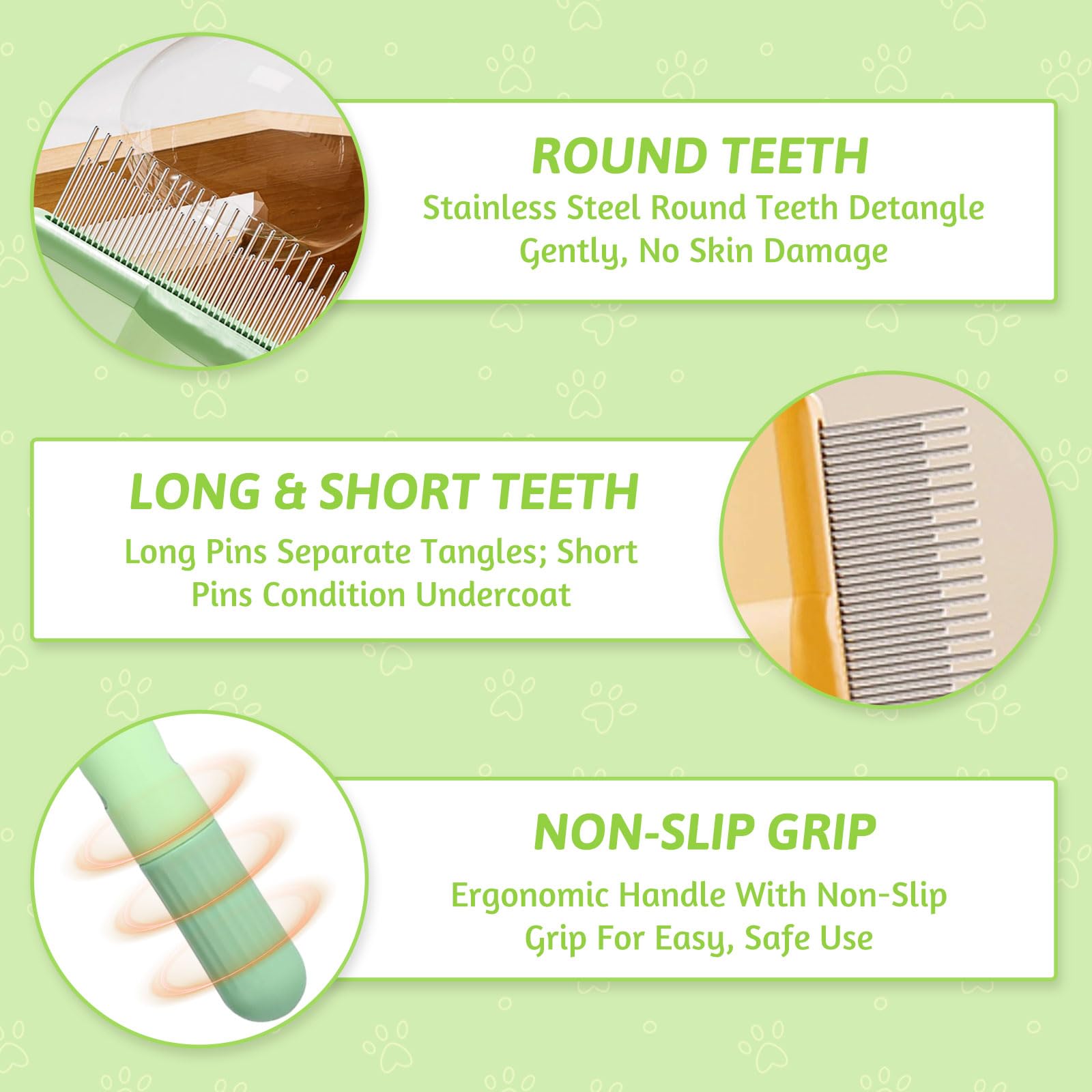 Pet Hair Removal Comb Flea Comb, 2 PCS Cat Brush with Release Button - Image 3