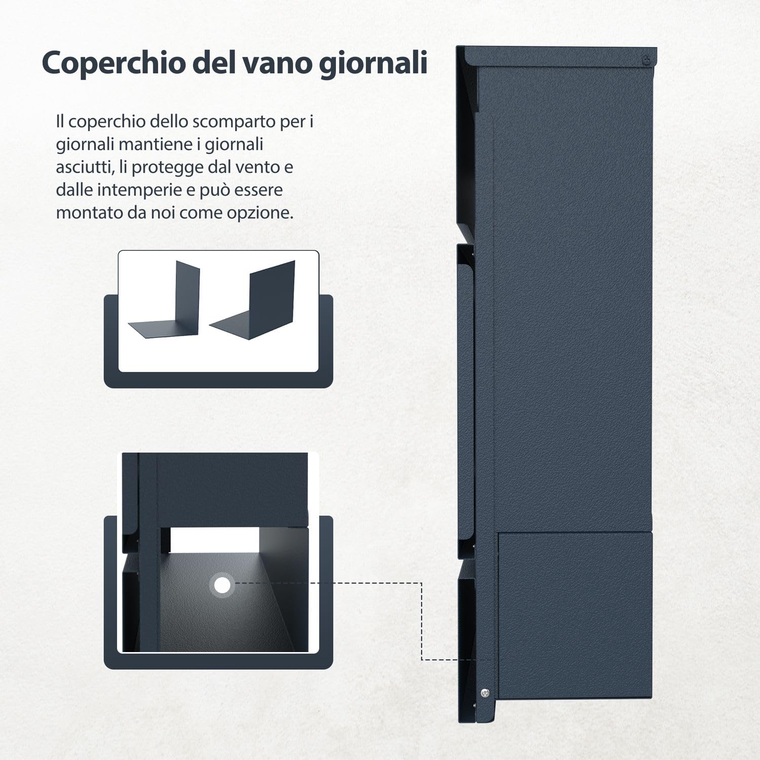 Cassetta delle lettere in antracite RAL 7016 con supporto autoportante, cassetta postale in acciaio inox, targhetta personalizzabile, cassetta delle lettere con serratura moderna