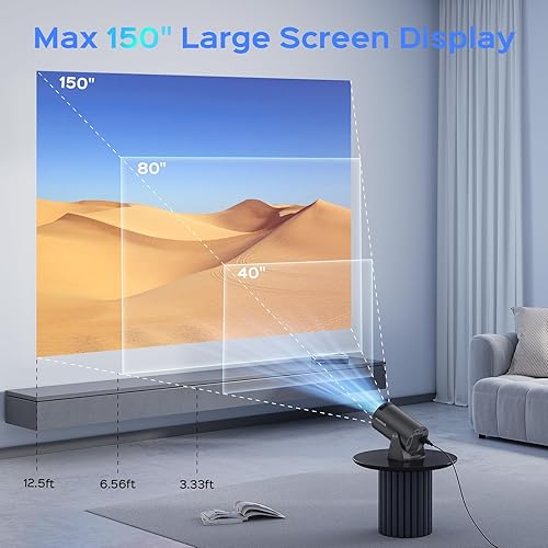 Miniatura 4 de Mini proyector con WiFi y Bluetooth, portátil giratorio 180, inteligente de 150 pulgadas con Android TV 11, proyectores de decodificación de soporte