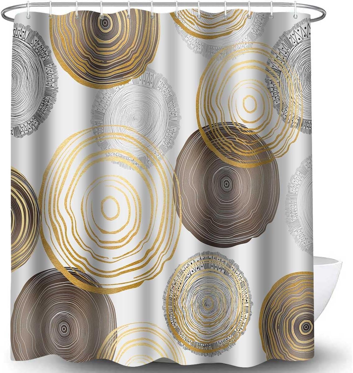 Modern Abstract Shower Curtain 79X94in/200x240cm/WxH Mid Century Circle Geometric Pattern Shower Curtain Sets for Bathroom Decor, Waterproof Polyester Fabric with 12 Hooks