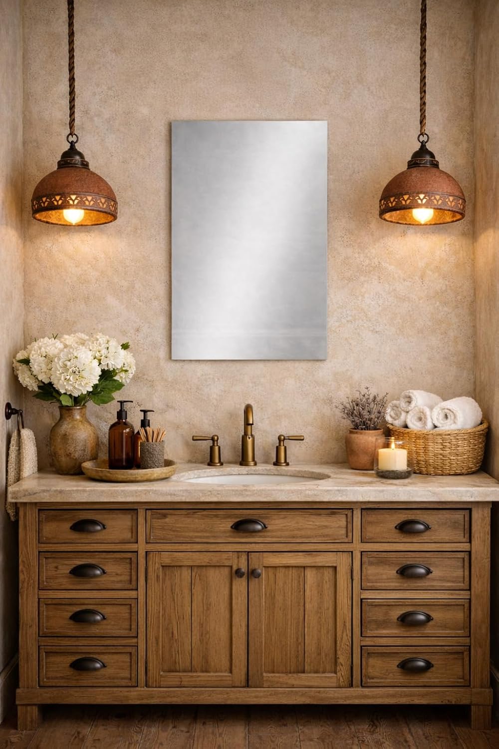 Bathroom Mirror Various Shapes Option with or Without LED Styles to Fit Bathroom or any Room of the House 50 x 75cm Smooth Mirror