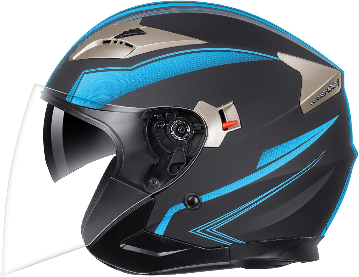 YEMA Open Face Motorcycle Helmets, DOT Approved 3/4 Moped Helmet Dual Visor Quick Release Buckle, Helmets for Adults Motorcycle Men Women Helmets for Moped Scooter Streey