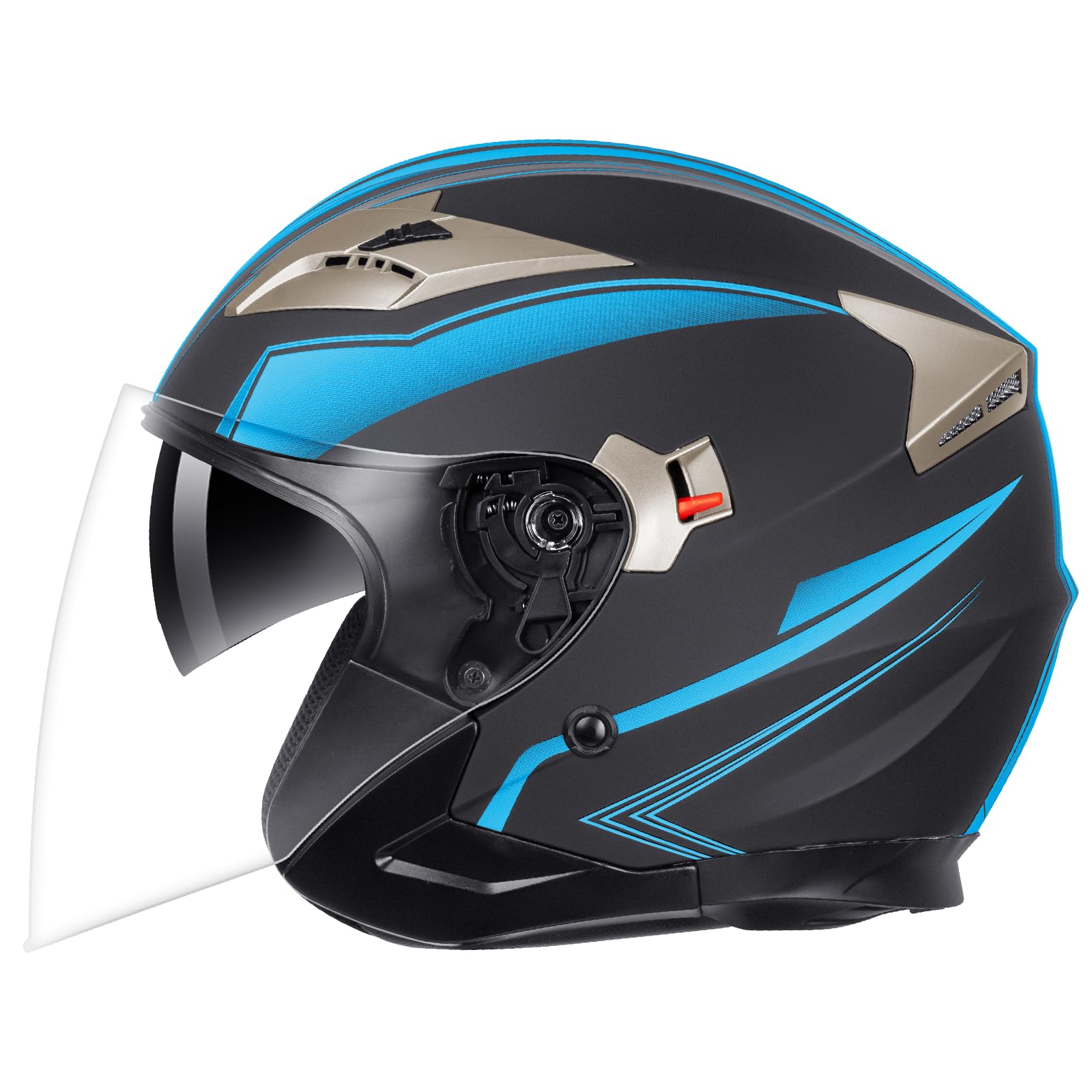 YEMA Casco Moto Jet ECE Homologado YM-627 Casco Moto Abierto Custom Scooter para Mujer Hombre Adultos con Doble Visera