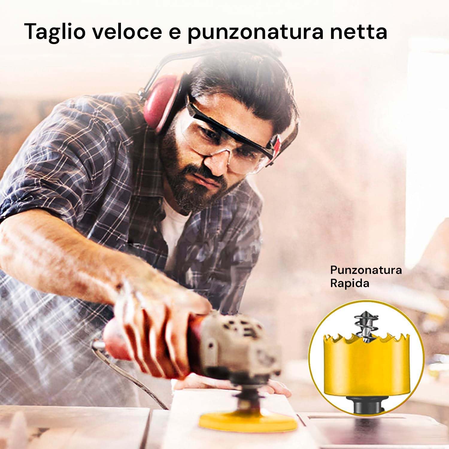 Avilia Set Valigetta con 9 Frese a Tazza Bimetalliche per Foratura di Superfici in Metallo, Legno e Plastica - Seghe a Tazza da 19-22-29-38-44-57mm