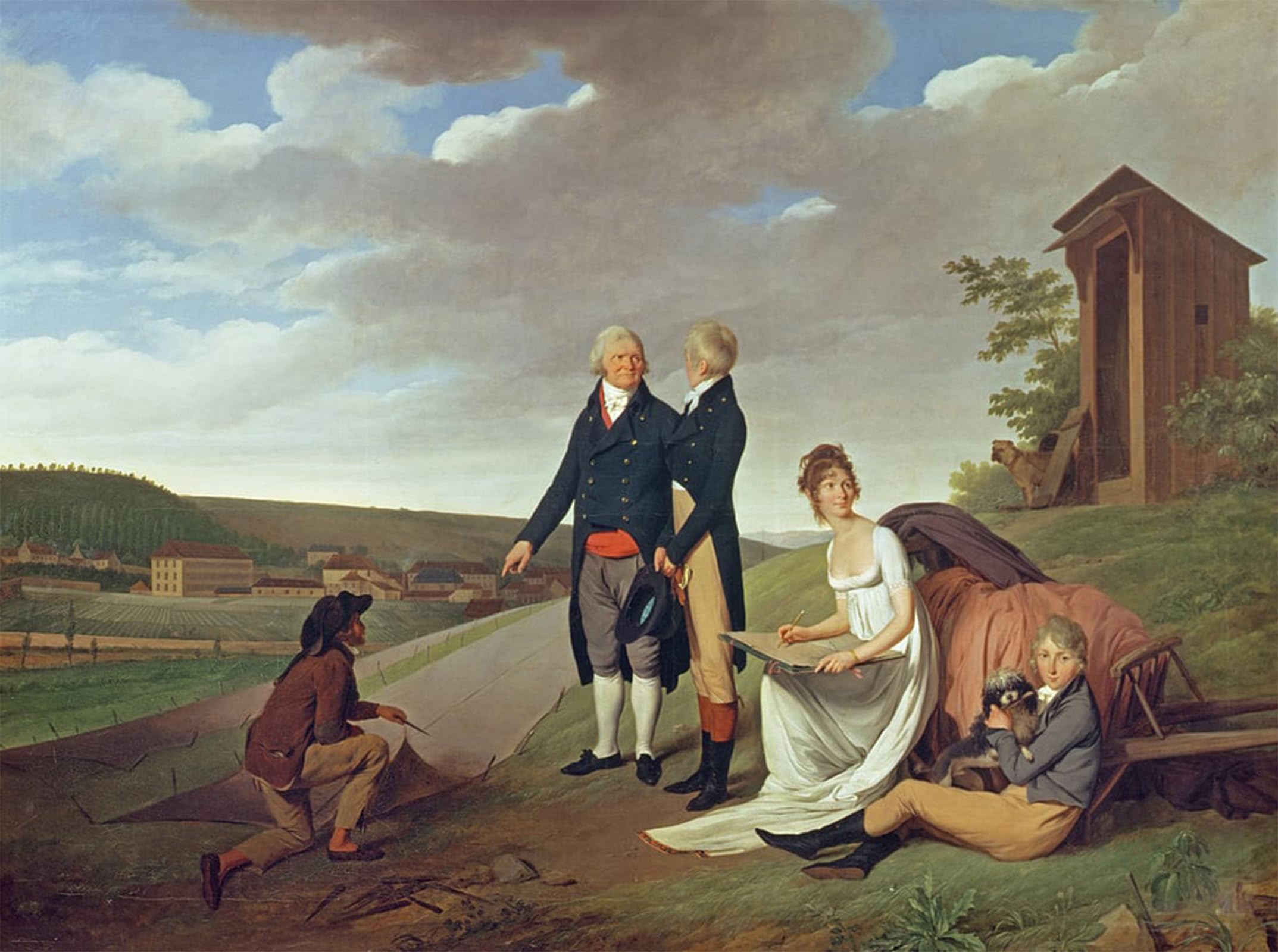 ARTXLXXBN Famous Art Print Poster Vintage Wall Art Christophe Philippe Oberkampf and Family in Front of His At Jouy by Louis Leopold Boilly Canvas Art Poster for Home Decor 60x90cm