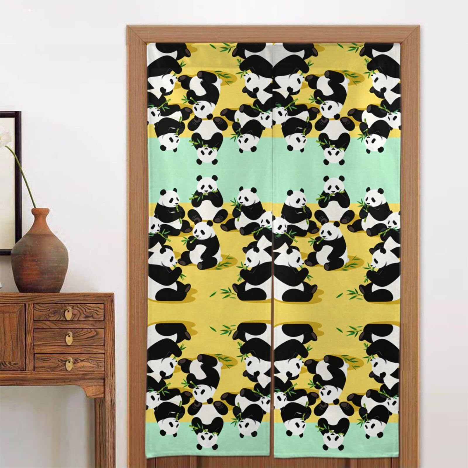 CNTDBU Pandas that eat bamboo Door Curtain 34x56 Inch-Room Divider Panel for Privacy, Entryway Screen for Kitchen Bedroom