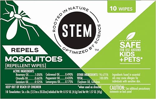 Miniatura 9 de Stem Repels Mosquitos: Toallitas repelentes de mosquitos con extractos botánicos; 10 toallitas (paquete de 1)