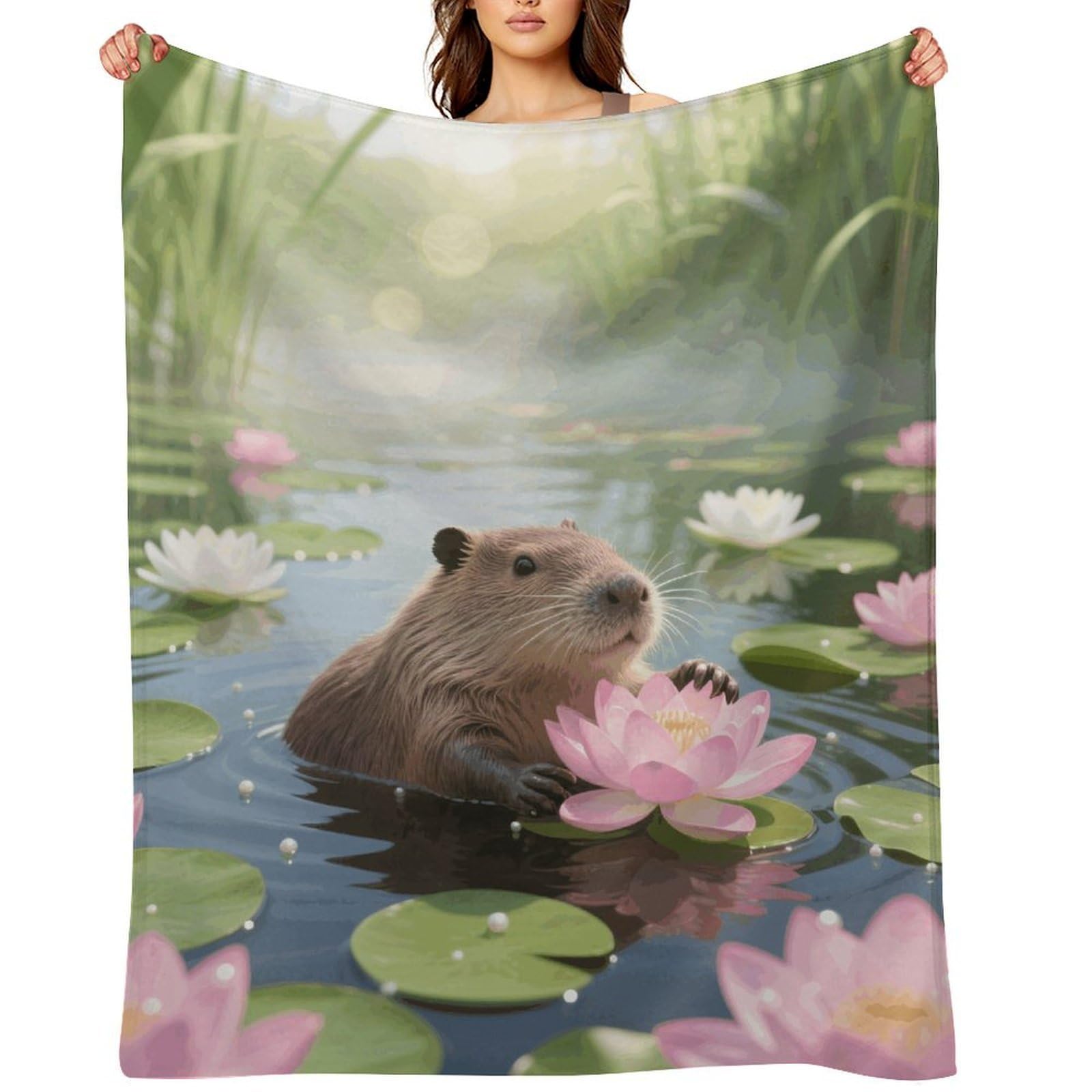 Capybara Blankets Exquisite Luxury Flannel Throw Blanket Anti-Fading Thick Blanket for Sofa&Bed Blankets Ultra-Soft Bath Towels for Adult 50"x60"