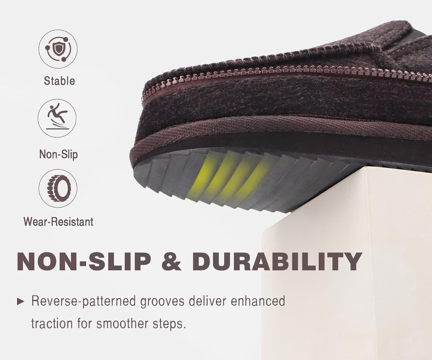 KuaiLu Mens Memory Foam Moccasin Slippers Arch Support Cozy Fuzzy Fur Lined Warm Bedroom House Shoes Winter Comfy Closed Back Loafer Indoor Hard Sole Orthopedic Plantar Fasciitis Dark Brown Size 13 - Image 9