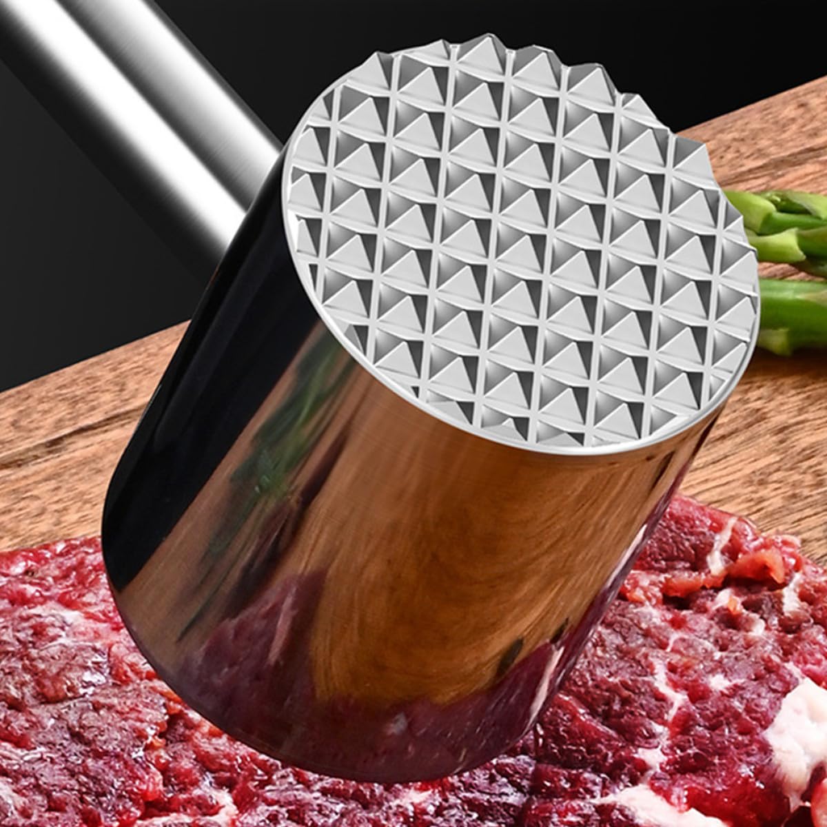 Edelstahl Fleischklopfer mit Zweifacher Oberfläche Lebensmittelecht für Zartes Steak und Geflügel Küchenwerkzeug für Haushalt und Gastronomie