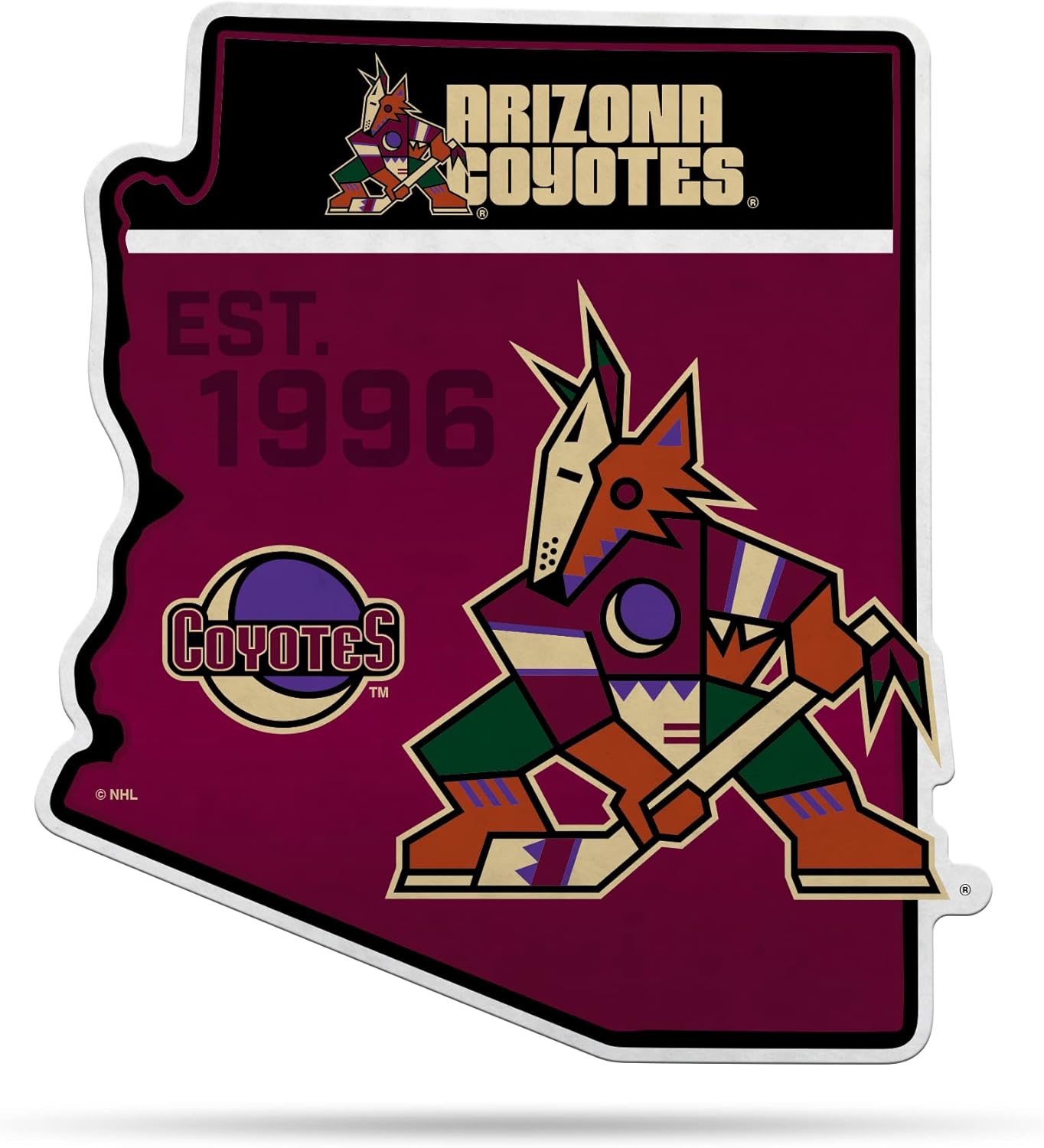 Rico Industries NHL Pennant Shape Cut Pennant - Home and Living Room Décor - Soft Felt EZ to Hang Arizona Coyotes State Shape