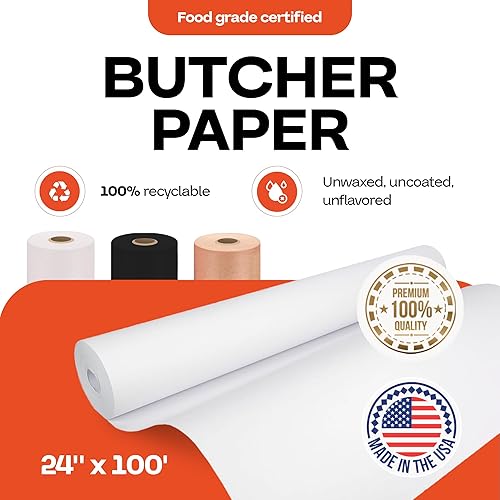Miniatura 65 de Papel de carnicero melocotón de 18 x 12000 pulgadas (1000 pies) – Rollo de papel de carnicero natural hecho en Estados Unidos para carne y pescado