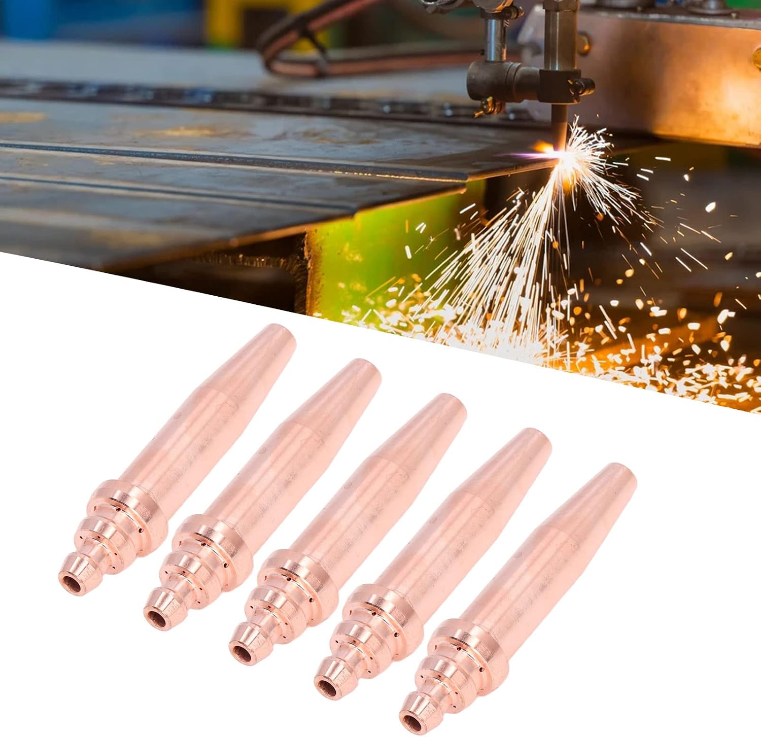 5PCS Isobaric Cutting Tips Acetylene Torch Nozzle Replacement Gas Welding Consumables G02 0 Copper Material 1mm Aperture 10 20mm Cutting Thickness for Acetylene Flame Cutting