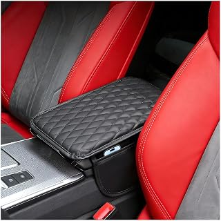 Car Center Console Cover, Soft Memory Foam Middle Console Armrest Protector Cushion with 2 Side Pocket, Auto Interior Arm Rest Storage Box Mat Pad, Universal for Vehicles (Black)