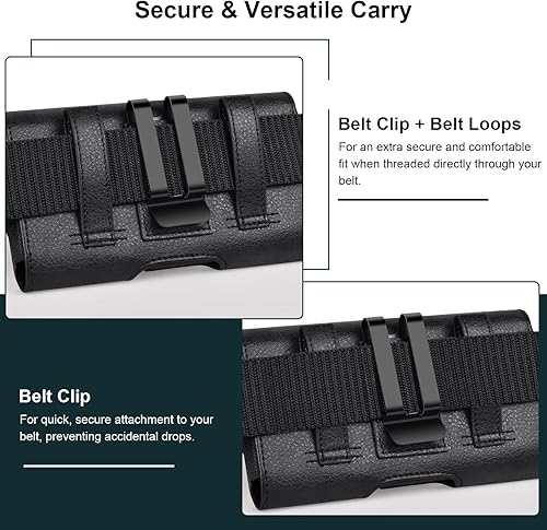 Miniatura 4 de Funda compatible con iPhone SE 20202022 7 8 de cuero para cinturón de teléfono celular con clip, color negro