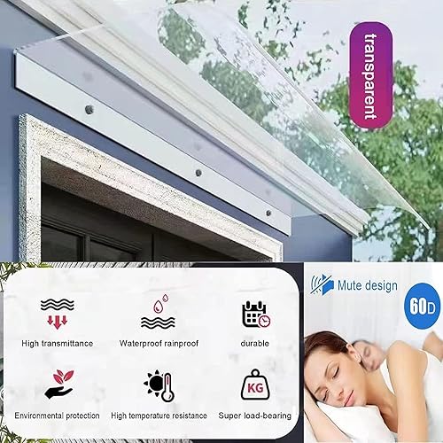 Miniatura 3 de Toldo para puerta al aire libre, cubierta de refugio invisible para ventana, toldo curvado para ventana, protección contra la lluvia y la nieve,