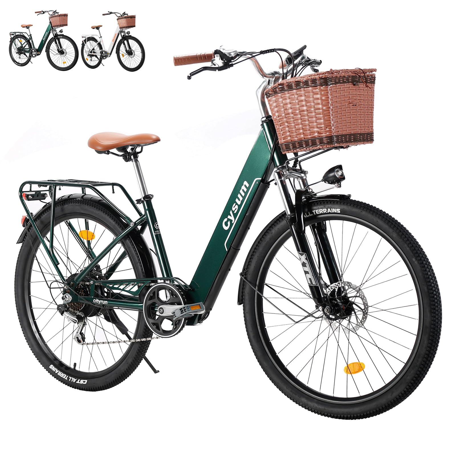 cysum 250W Vélo électrique Urbain Femme, 26" Ville Ebike 7 Vitesses, Banlieue City Electric Bicycle Classique, Pédalage Assisté, Batterie 36V 10Ah, Portée 60-80km, Frein à Disque
