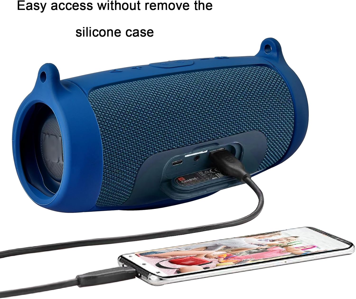 Silicone Case Cover for JBL Charge 4 Portable Waterproof Wireless Bluetooth Speaker, Travel Gel Soft Skin,Waterproof Rubber Carrying Pouch with Strap (Blue) - Image 5