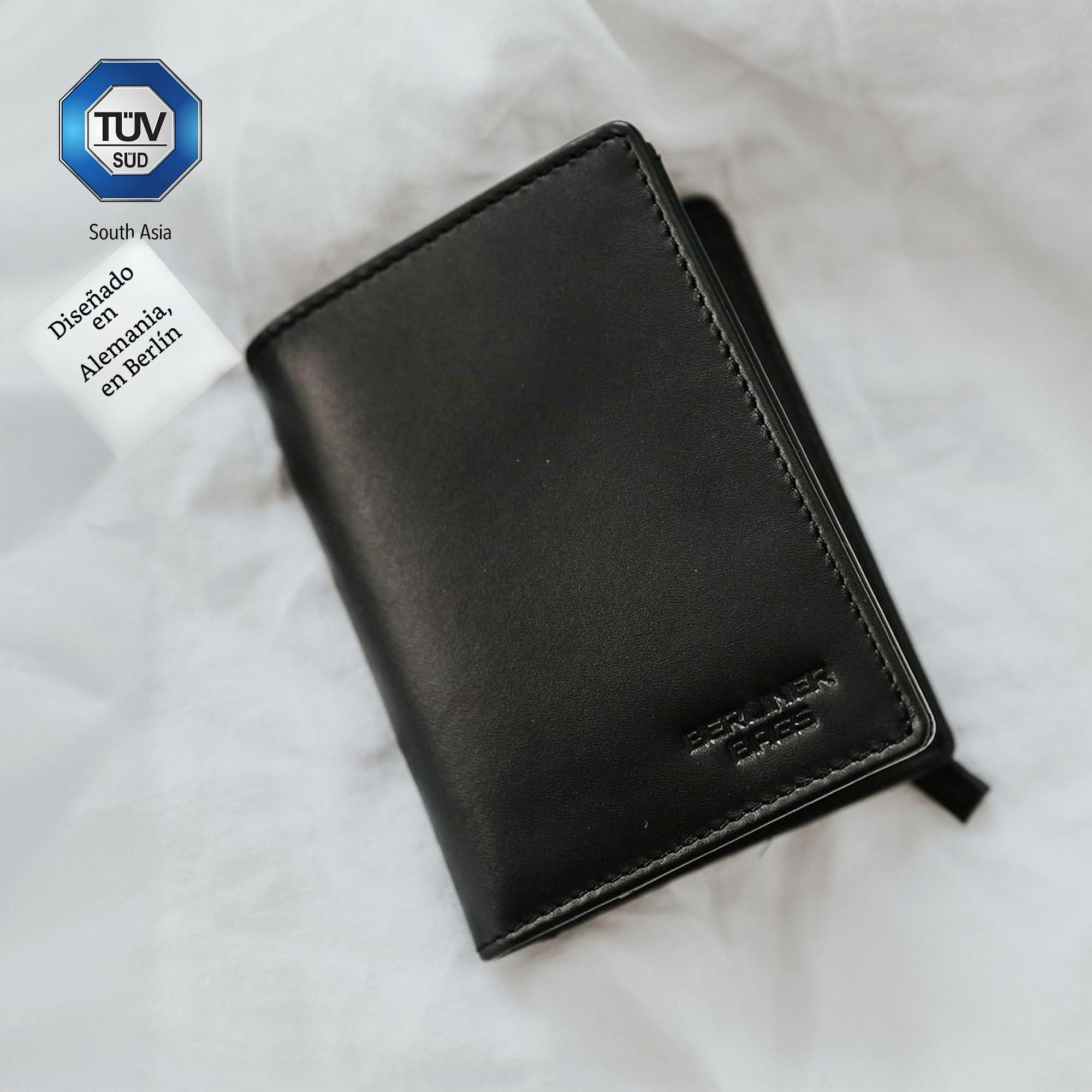 Berliner Bags Chris Cartera Vertical Cuero Hombre Monedero Cremallera RFID | Negro Billetera De Piel Auténtica Slim 9 Tarjetas Ventana Dni Bolsillo Oculto Protección Nfc Compacta Elegante Y Práctica