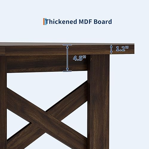 Miniatura 4 de Garvee Mesa de comedor de madera para 6 a 8 personas, mesa de cocina grande resistente, mesas de comedor rectangulares de 70.87 pulgadas de largo