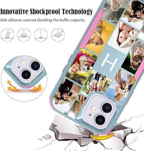 Vista 96 de Funda de fotos personalizada para Apple iPhone 11 Pro Max, patrón de collage a cuadros, personalizado para hacer imágenes en gruesa 3 híbrida Rosa