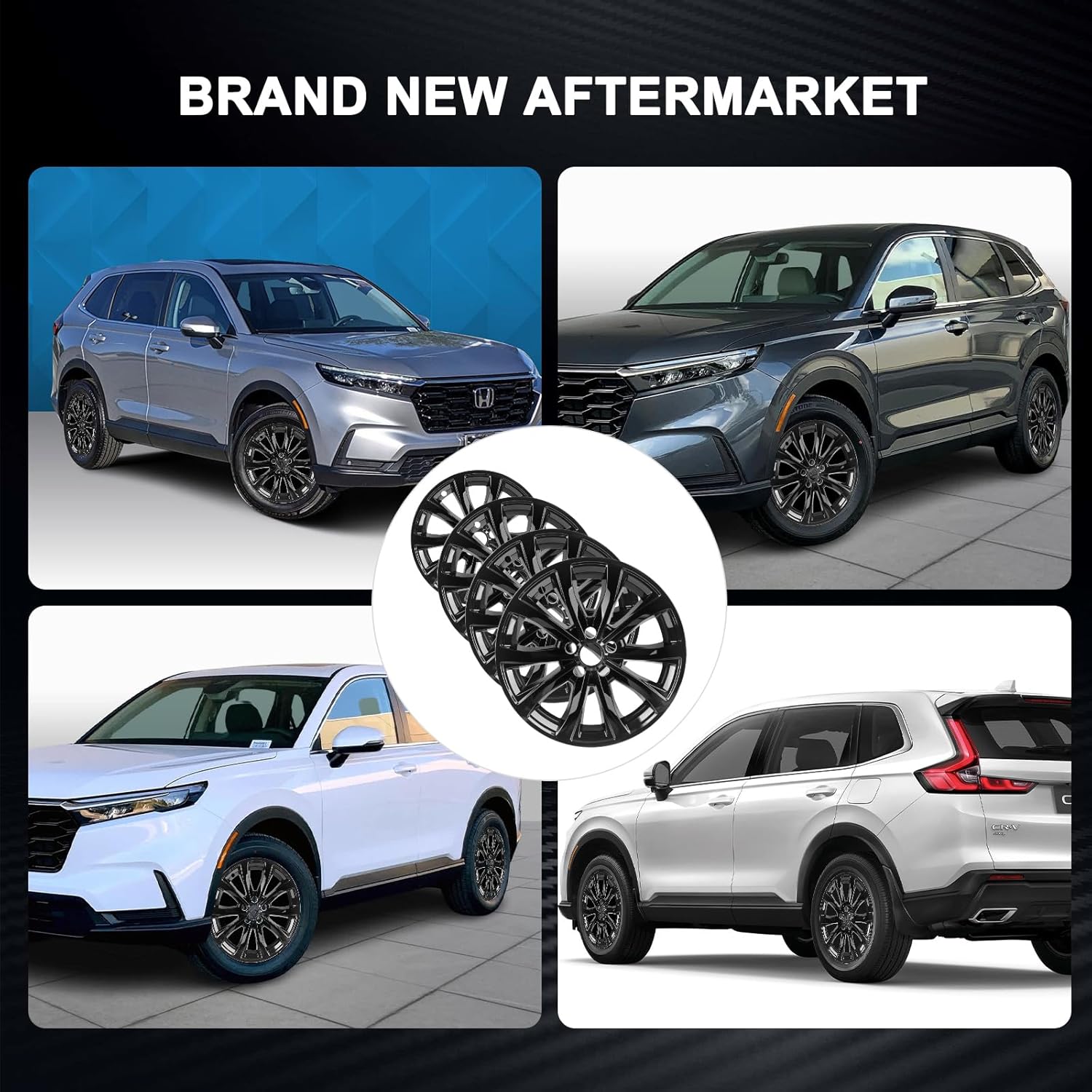 Wheel Skins Compatible with 2023 2024 Honda CRV Wheel Covers; 18 inch; Set of 4 Packs;Glossy Black