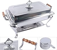 Vista 4 de Juego de platos para bufé, recipiente de calentamiento de acero inoxidable, calentador de alimentos, aislamiento de alimentos, rectangular