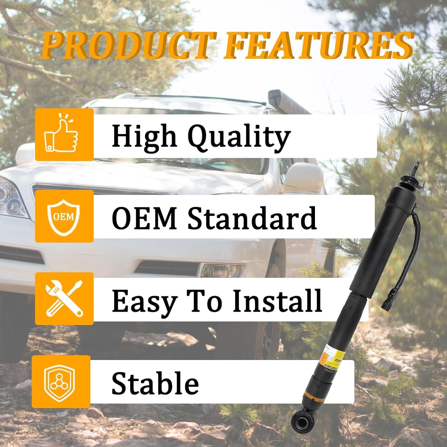 48530-69485 2pcs rear shock absorber compatible with lexus gx470 4.7l 2003-2009 toyota land cruiser prado 120 2002-2009, replace 48530-69185, 48530-60071, 48530-69205