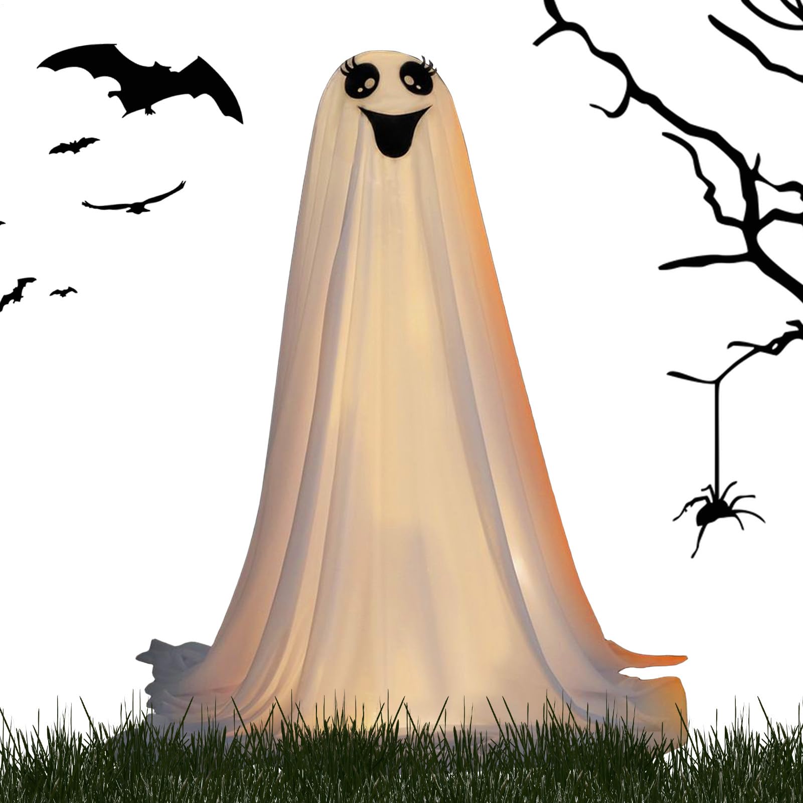 Décor fantôme Halloween luminescent pour baliser une entrée effrayante