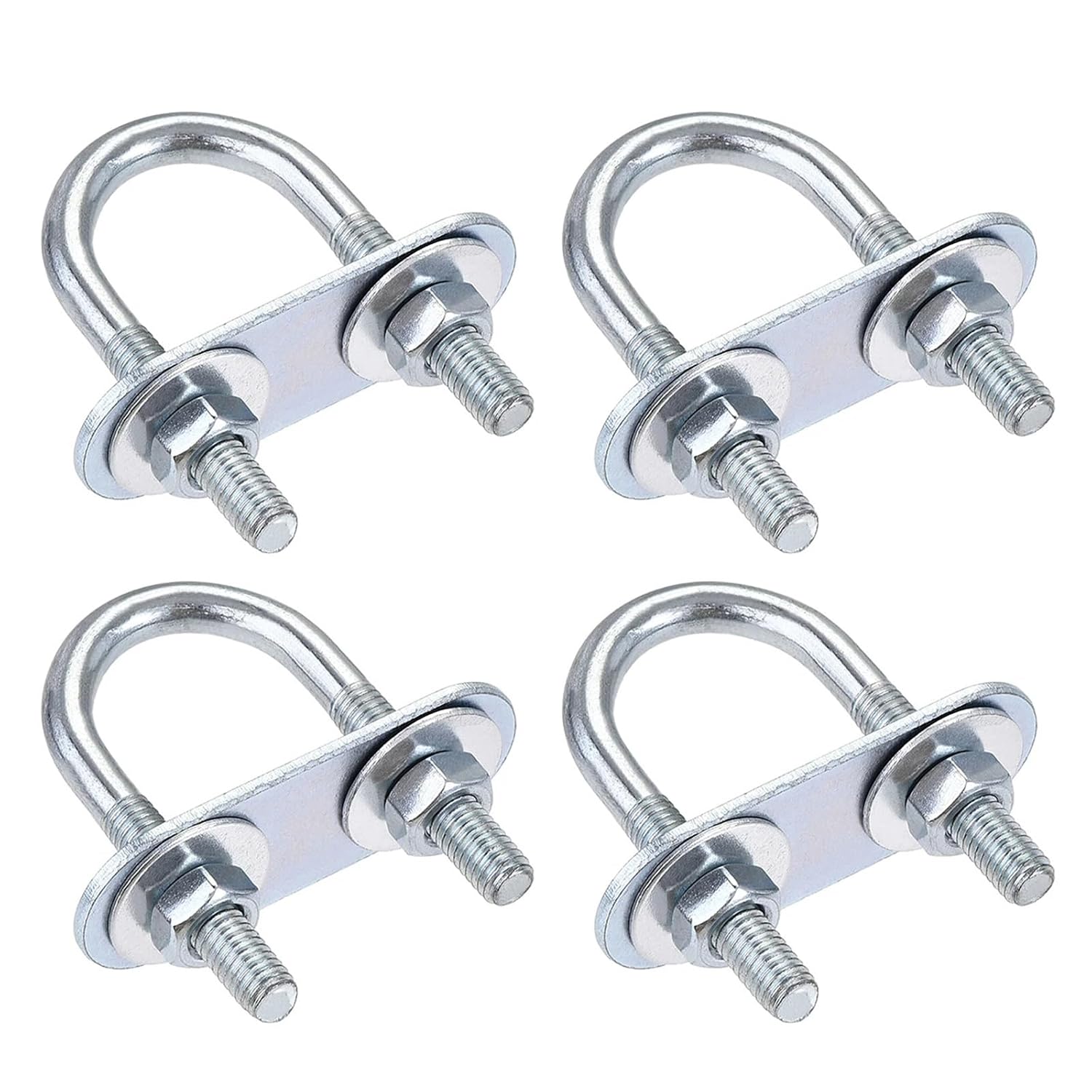 U Bolts 8 Sets M6 Round Steel U Screw U Pipe Clamps Fasteners with Nut Plate Washer for Ski Boat, Fishing Boat(M6x20mmx50mm)