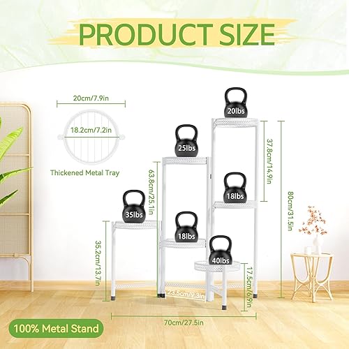 Miniatura 9 de iDavosic.ly Soporte para plantas de 6 niveles para interiores, soporte de esquina de metal escalonado para plantas al aire libre para múltiples