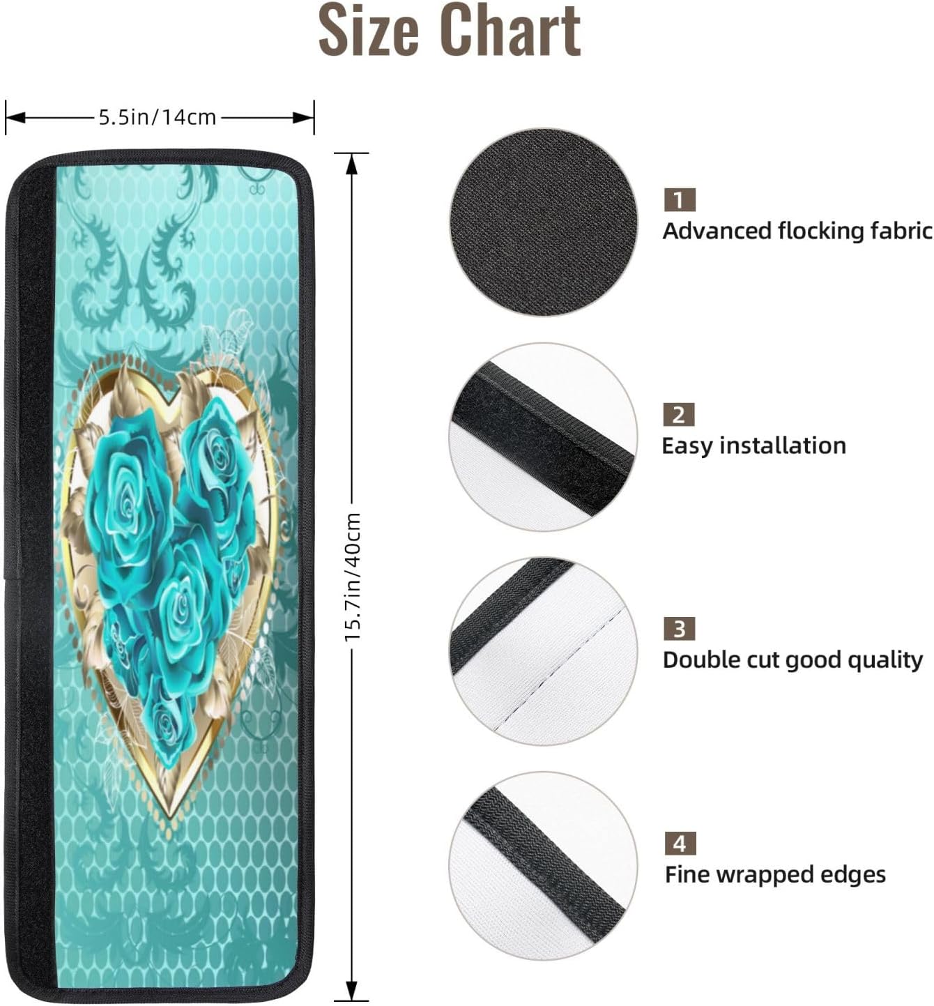 4pcs Turquoise Roses Refrigerator Door Handle Covers,Washable Replacement Kitchen Handles Decors Protector for Fridge Dishwashers Stove Bathroom Keep Off Stains Dust Fingerprint