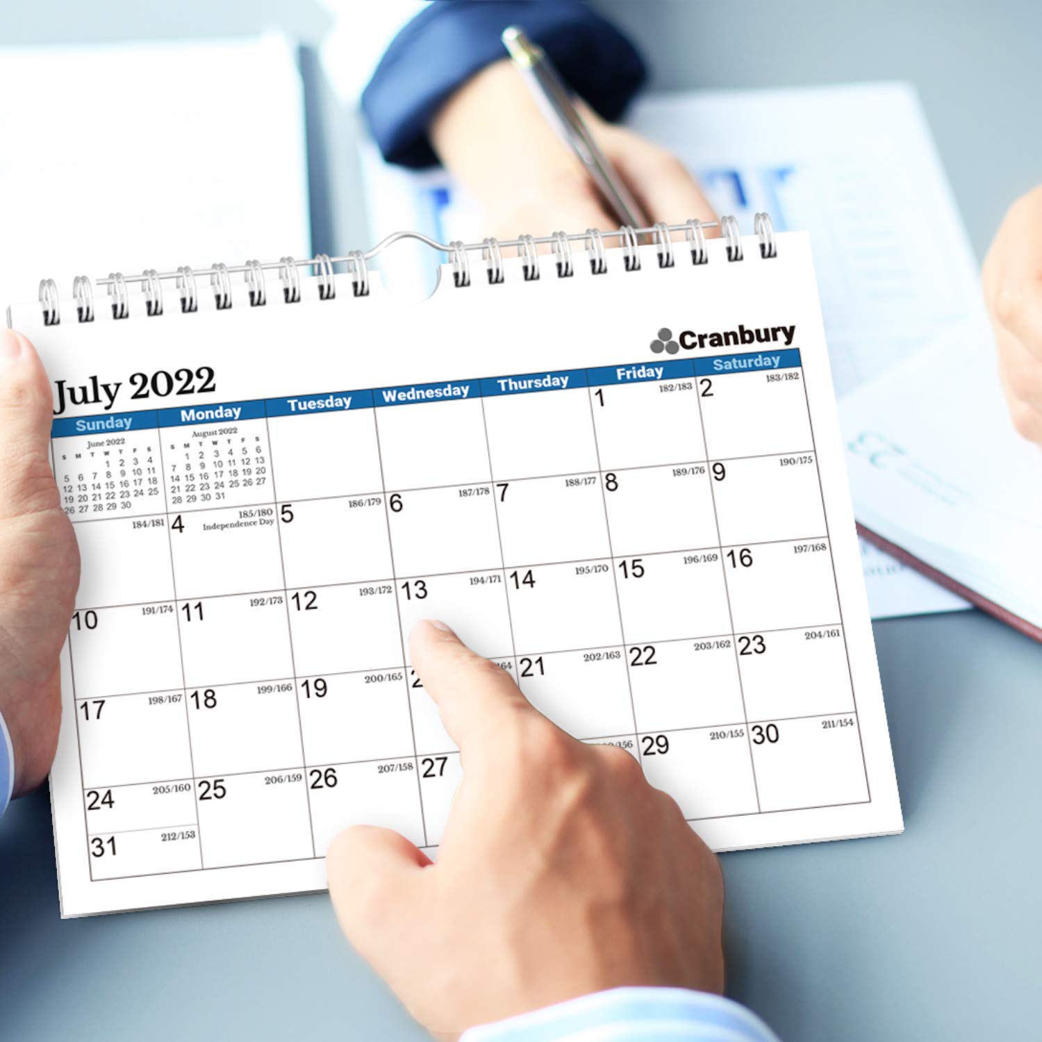 CRANBURY Small Wall Calendar 2022 2023 (Blue), 8x6" Mini Wall Calendar, Use to June 2023