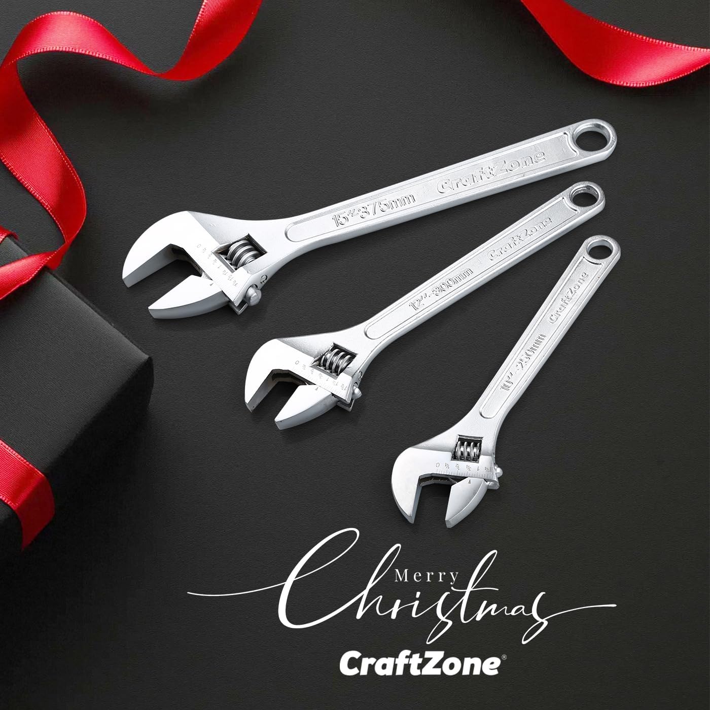 Adjustable Wrench Set, 3pc Wrench Set with SAE and Metric Scales, Heat-Treated Carbon Steel with Chrome Plated, Wide Jaw Wrenches for Home, Plumbing, Garage (10, 12, 15 Inch)