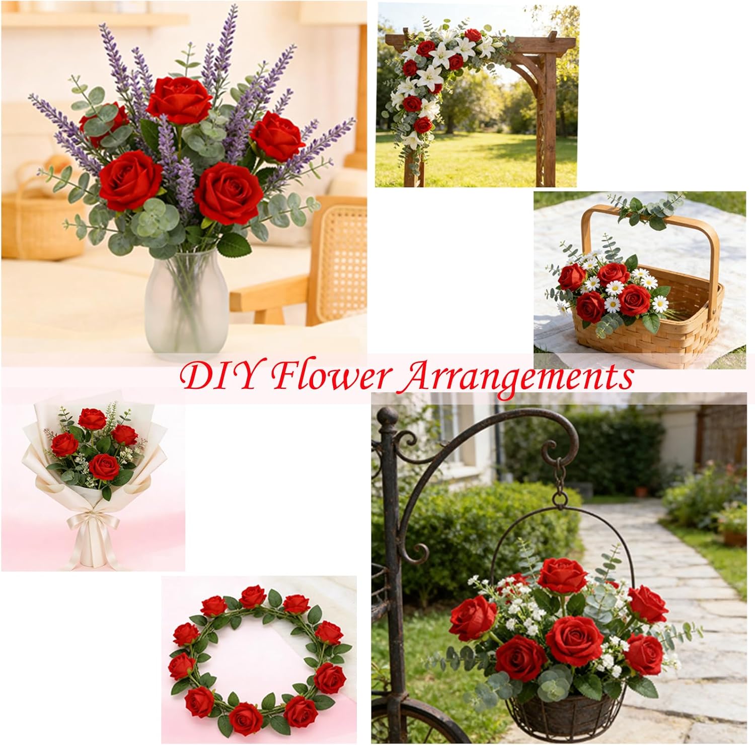 Roses Artificial Flowers, Fake Silk Roses with Stems for Valentine's Day Mother's Day Christmas, Indoor Outdoor Decor Wedding Anniversary Birthday Party Decor, Gift for Her(12, Red) - Image 4