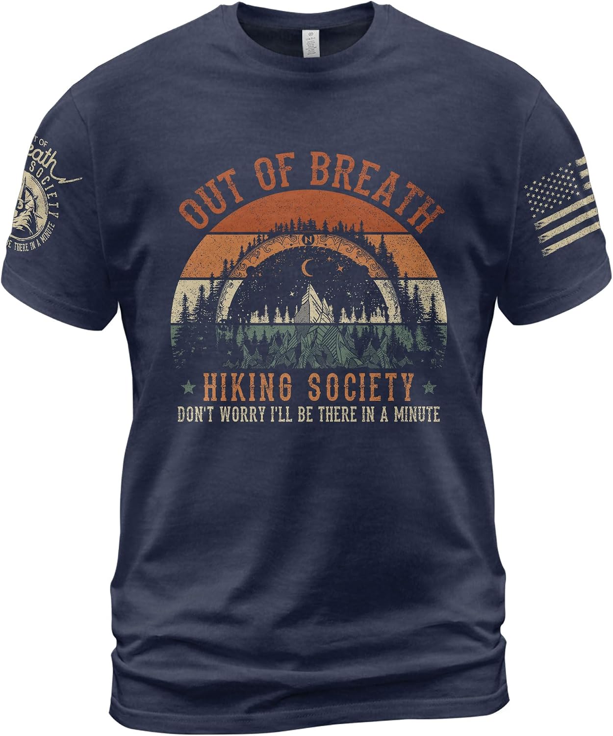 Out of Breath Hiking Society Tshirt, Hiking Tshirt, Vintage Hiking T Shirt for Men 5