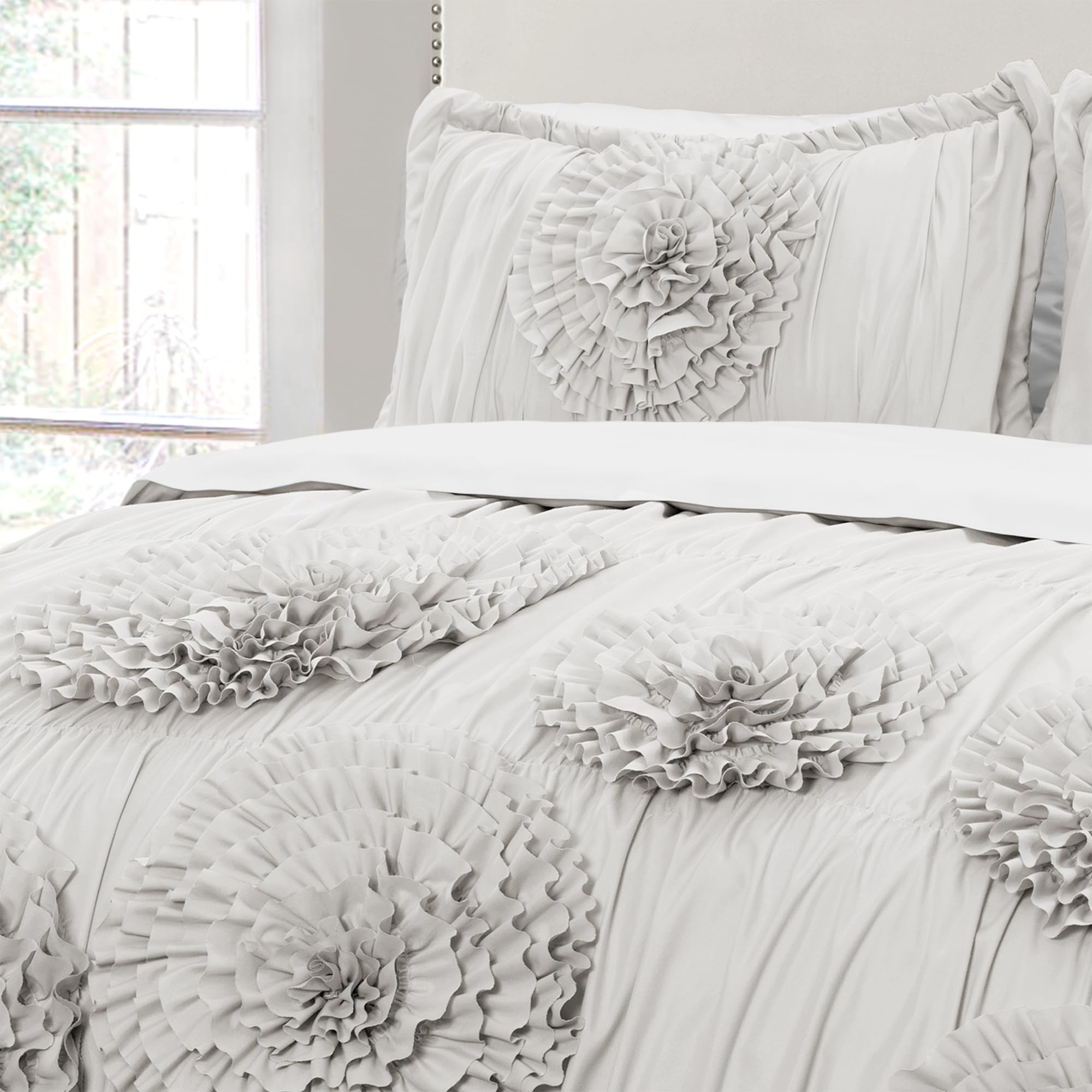 Lush Decor Serena 3-Piece Comforter Set, Ivory, King