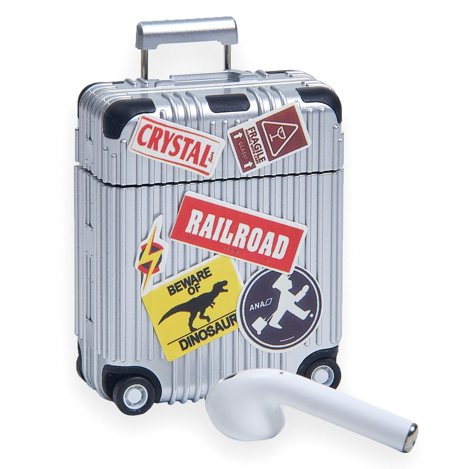 AirPods Case Cover for AirPod 2&1, Luggage Design Protective Cover Case for AirPods Compatible with AirPods Charging Case for Women Men, Sliver