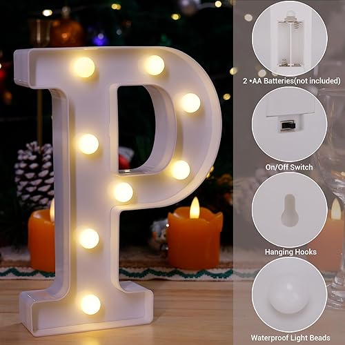 Miniatura 30 de Letrero LED de marquesina, letras iluminadas del alfabeto, letras LED que funcionan con pilas, para luz nocturna, bodas, cumpleaños, fiestas, Letra E