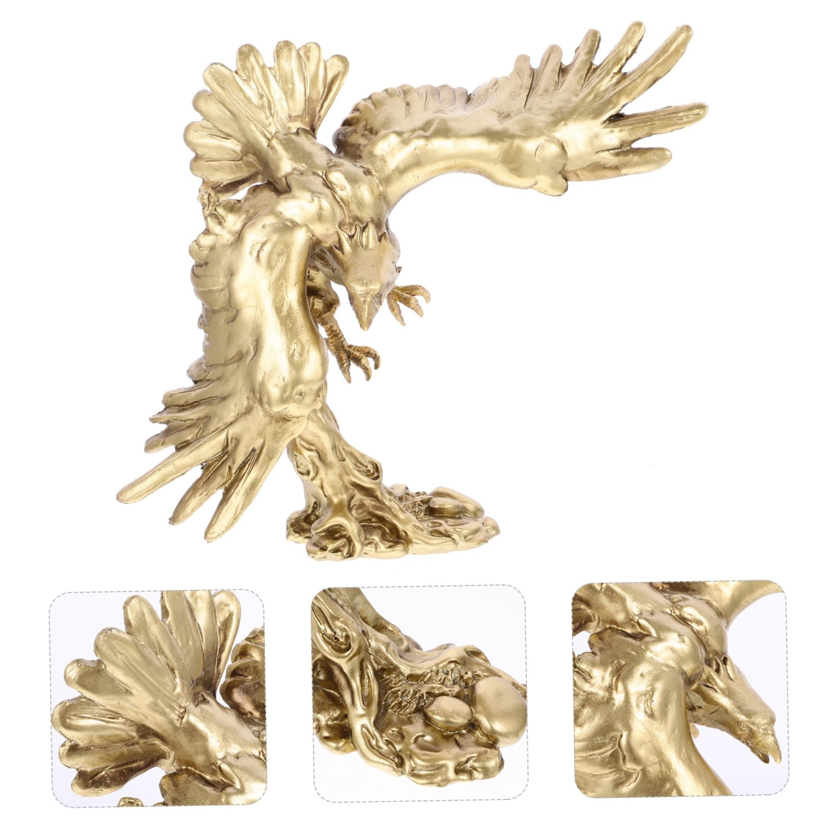 Statua Decorativa Aquila da Tavolo in Resina Oro Finemente Lavorata