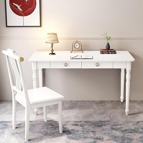 Miniatura 3 de Escritorio de madera maciza, escritorio de estudio con juego de sillas para niños, escritorio de escritura con cajones, mesa de aprendizaje para