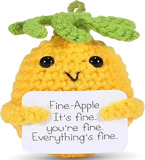 Emotional Support Pineapple, Gifts for Women,3.15 Inch Positive Pineapple Handmade Cute Knitted Crochet Doll,Good Luck Charm,Funny Leaving Gifts for Colleague Friend Women Men