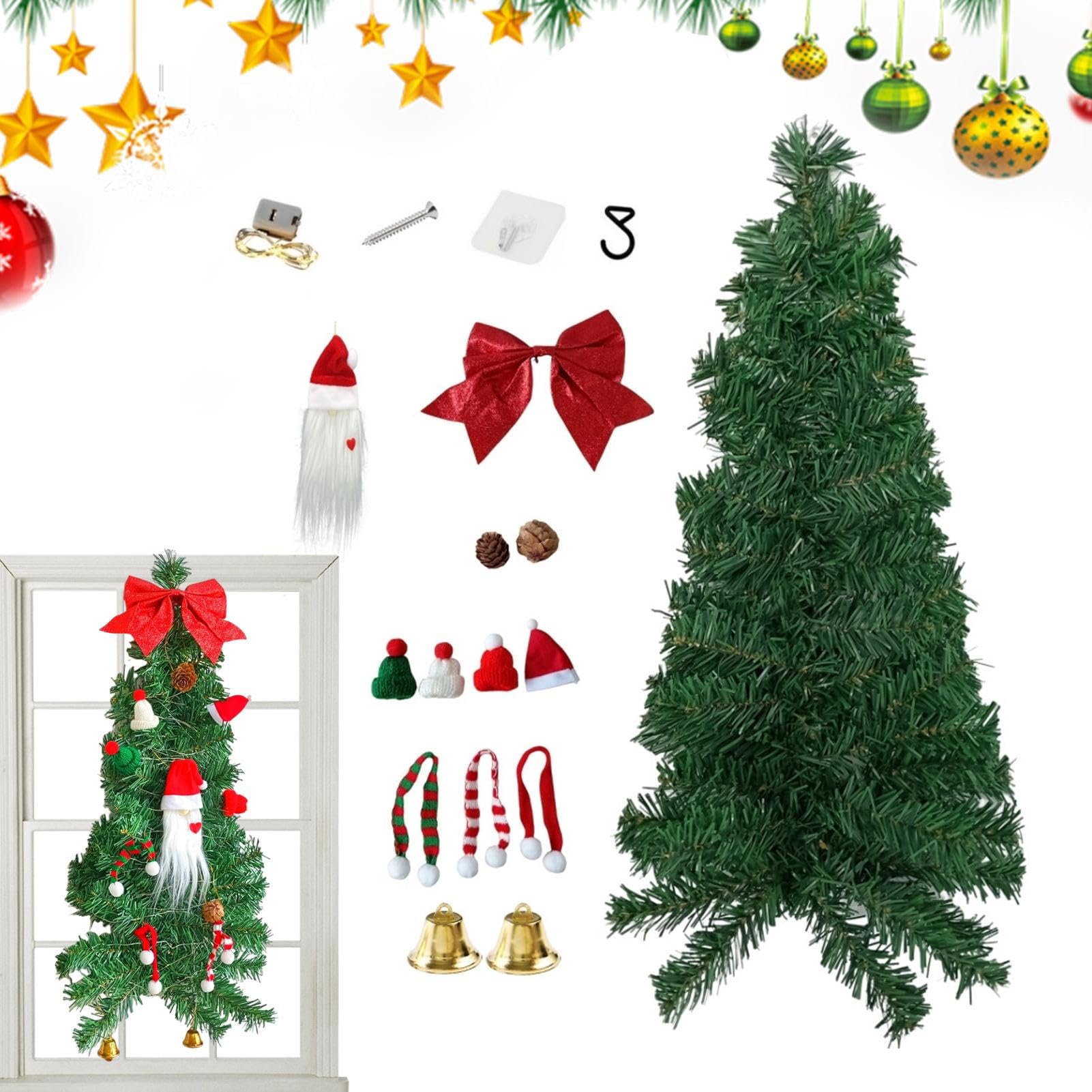 Couronne De Noël pour Porte Décoration Murale Suspendue pour Fêtes | Support pour Porte et Sapin de Noël Extérieur Pour Extérieur Salon Chambre Ferme Cheminée Bureau