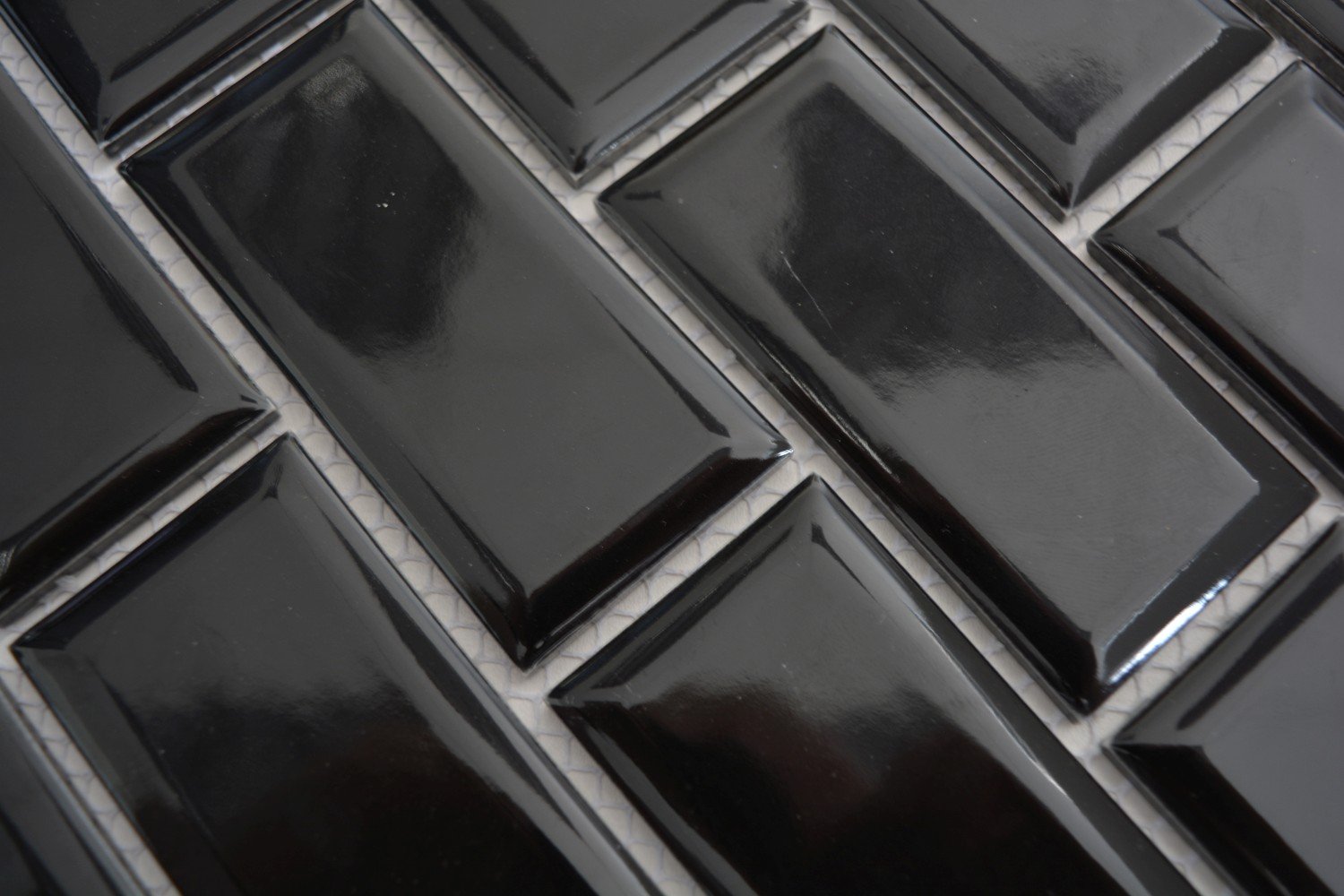 Mosaïque De Céramique Fischgraet Noir Mat - Format 298x298 Mm, épaisseur 6 Mm, Pour Salle De Bain, Intérieur